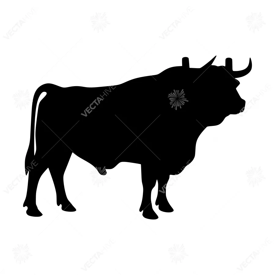 Black Bull Silhouette Vector Graphic