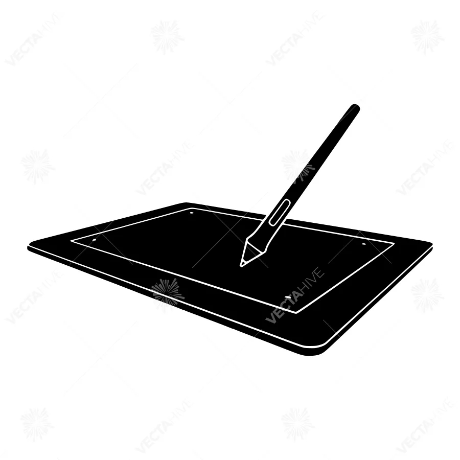 Digital Tablet Illustration - Black & White Vector