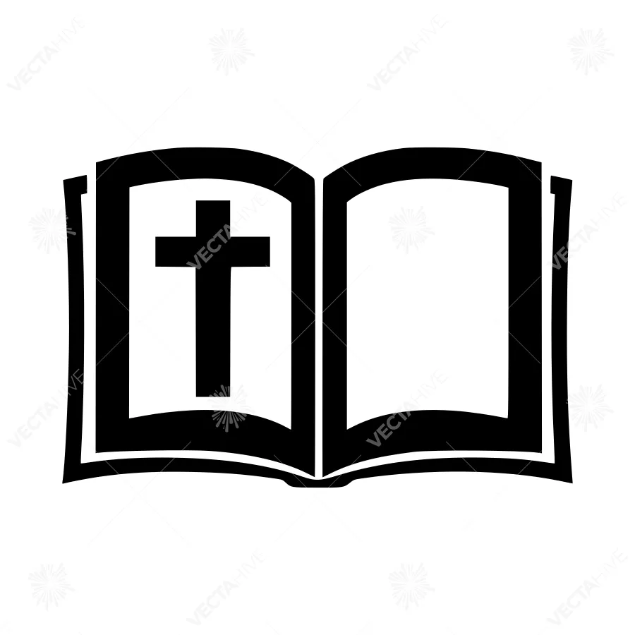 Open Book with Cross - Christian Symbol Vector