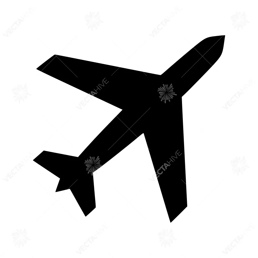 Black Airplane Icon - Travel Vector