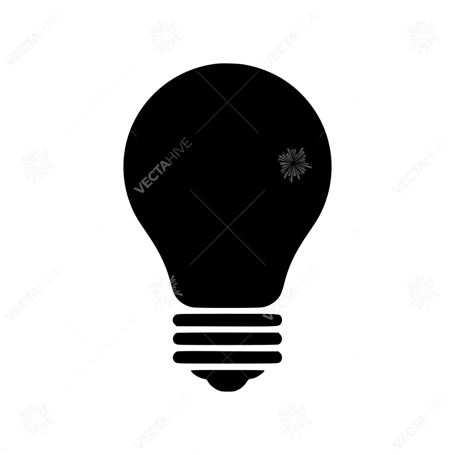 Black Lightbulb Icon - Simple Vector Illustration