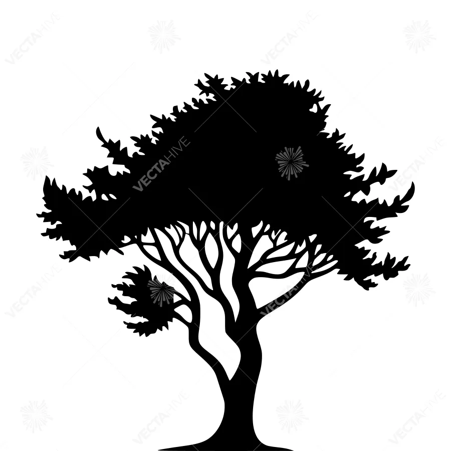 Black Tree Silhouette Vector Illustration