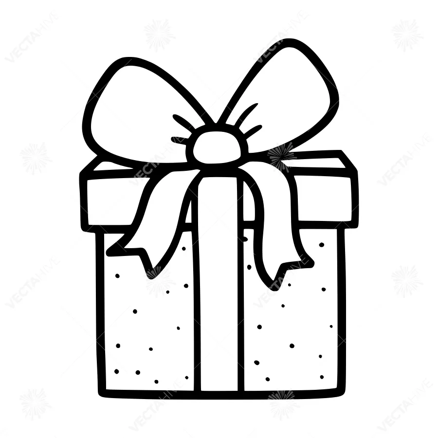 Black & White Gift Box with Ribbon