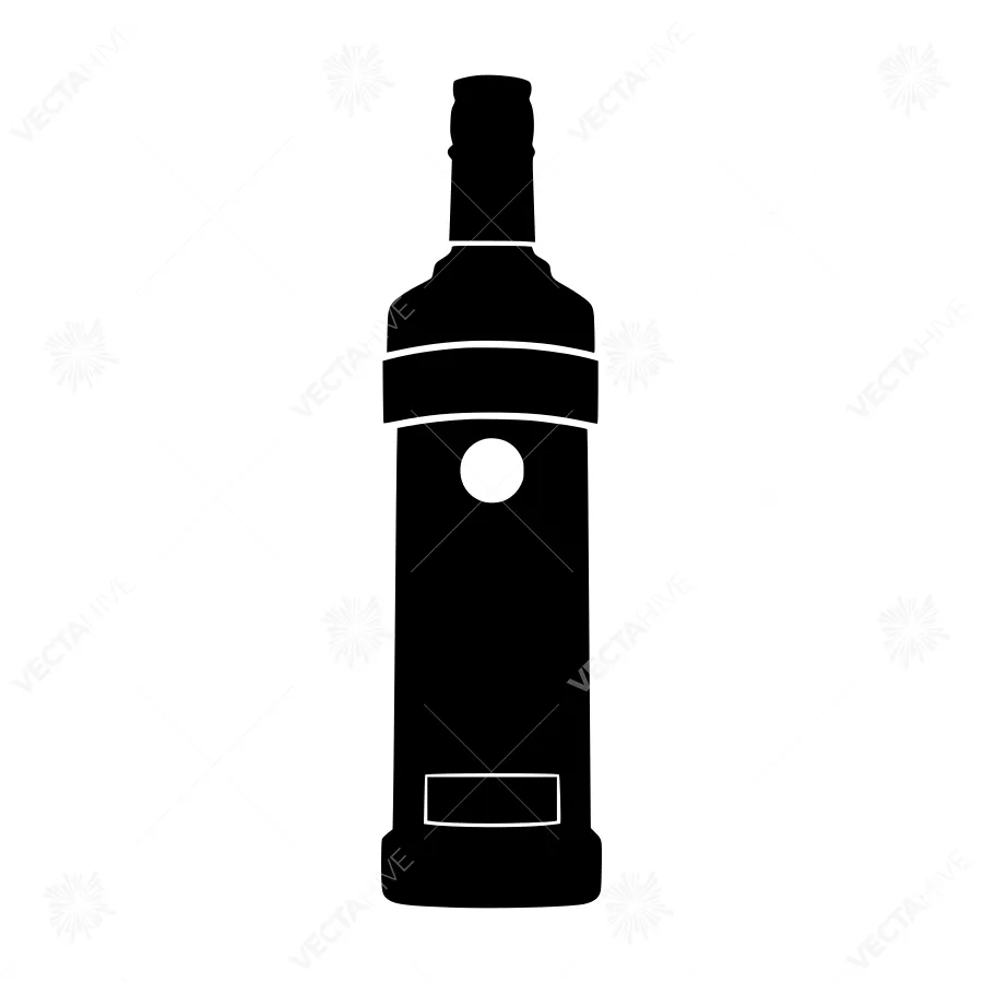 Bottle Silhouette - Black Outline Design