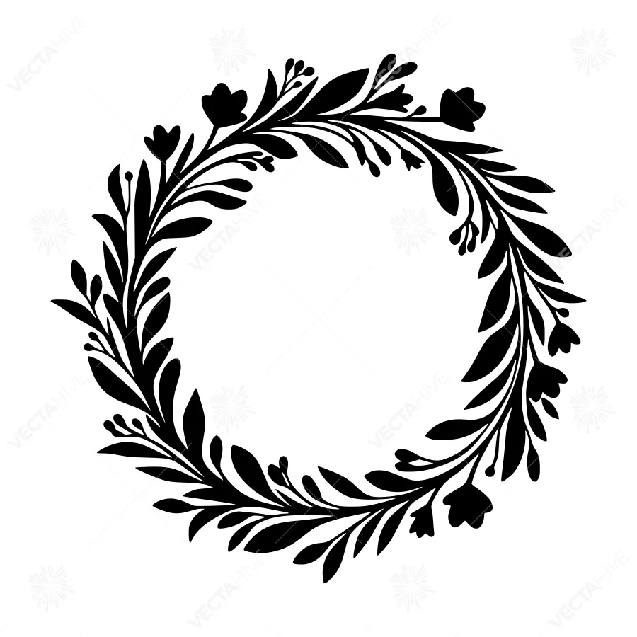 Black Floral Wreath Illustration