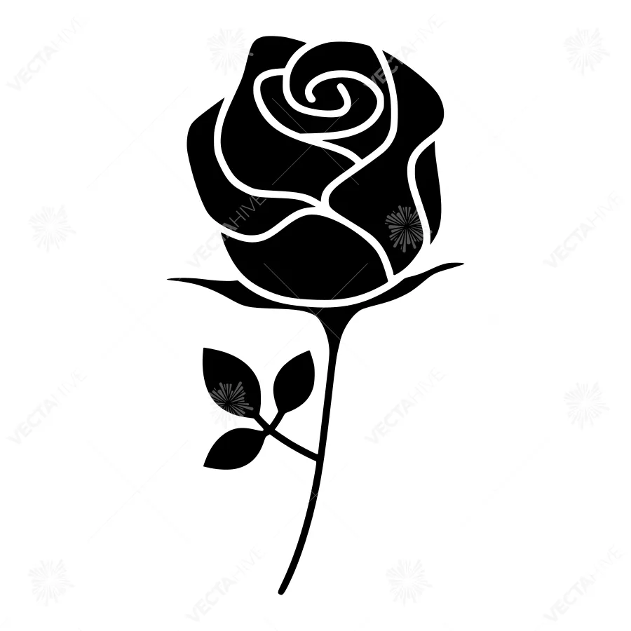 Black Rose Silhouette Vector Illustration