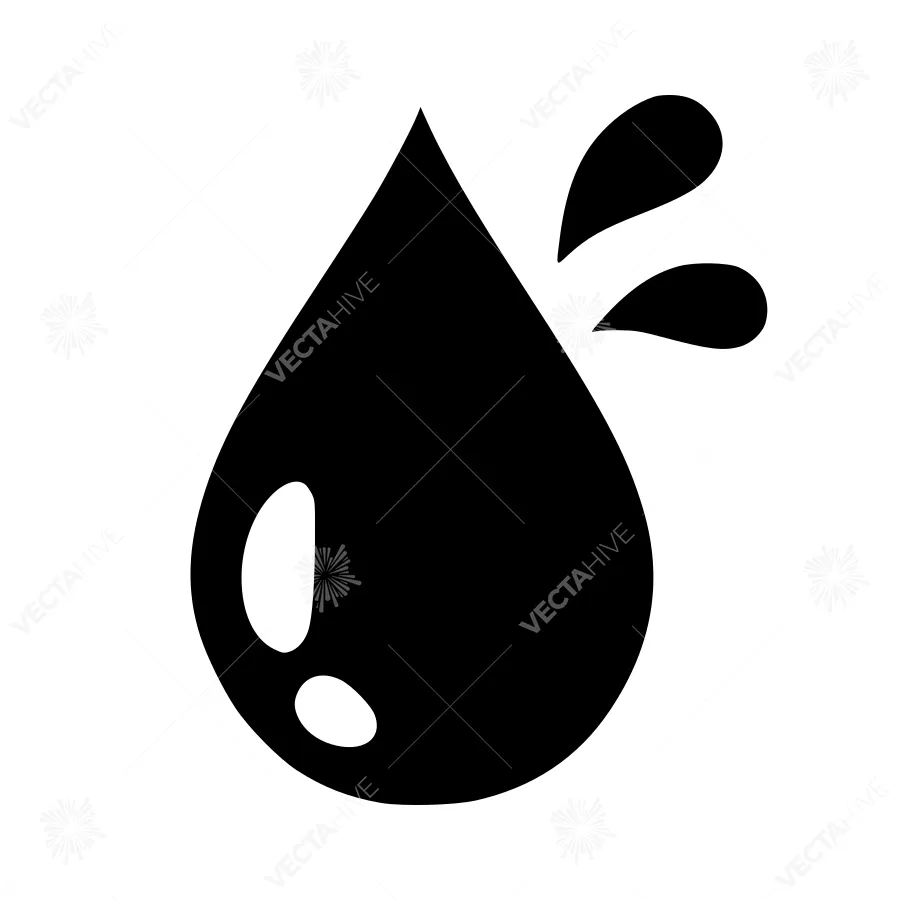 Water Drop Icon - Black Silhouette