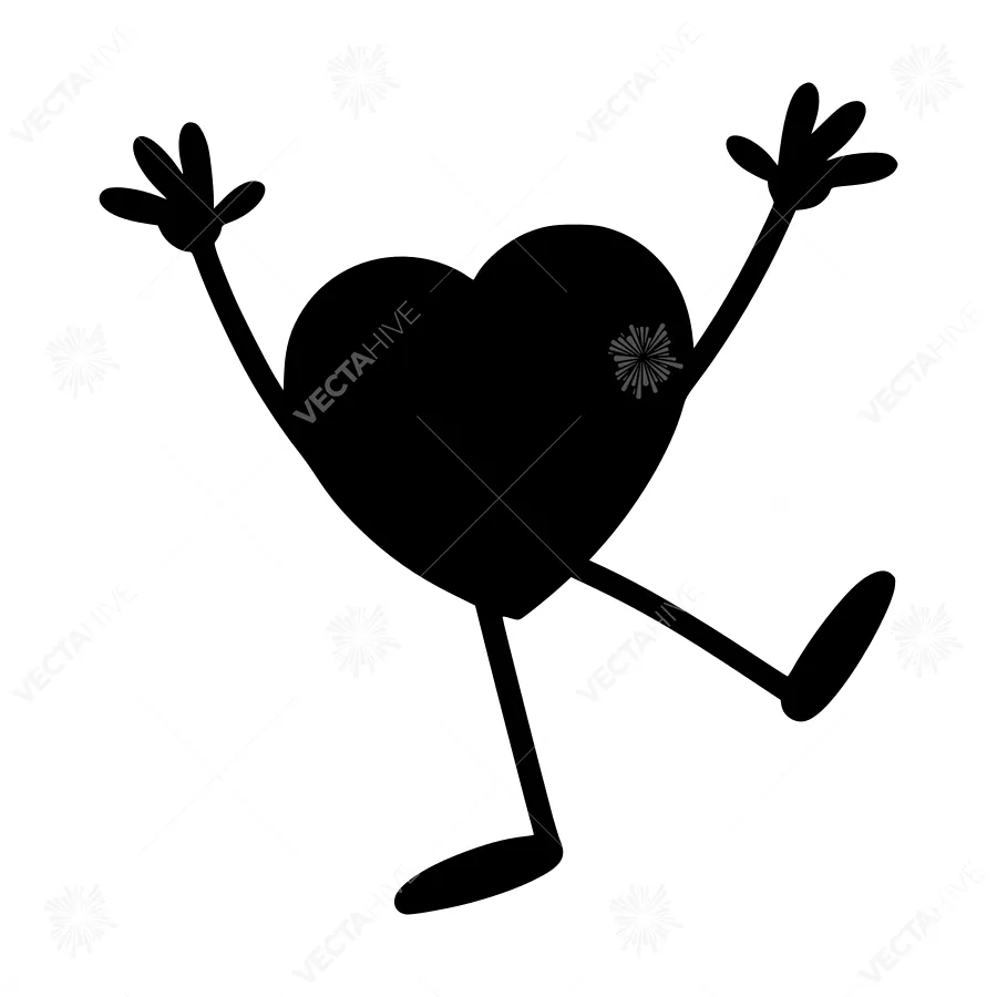 Silhouette Heart Character - Joyful Gesture