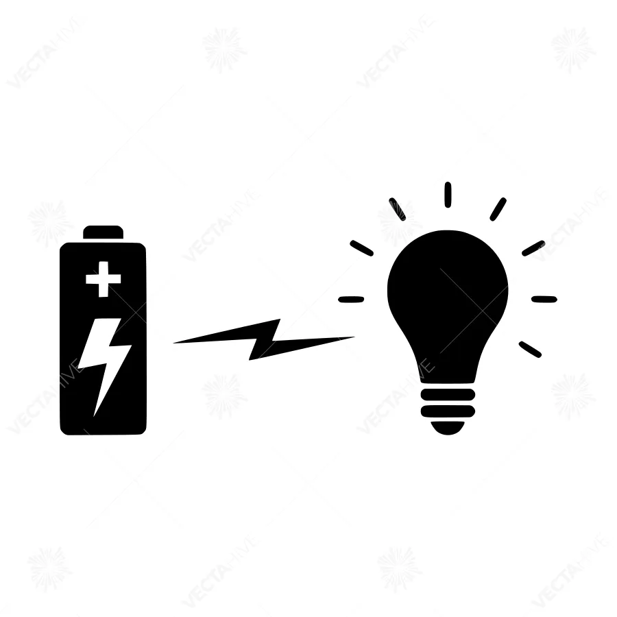 Battery to Lightbulb Icon - Innovation Concept