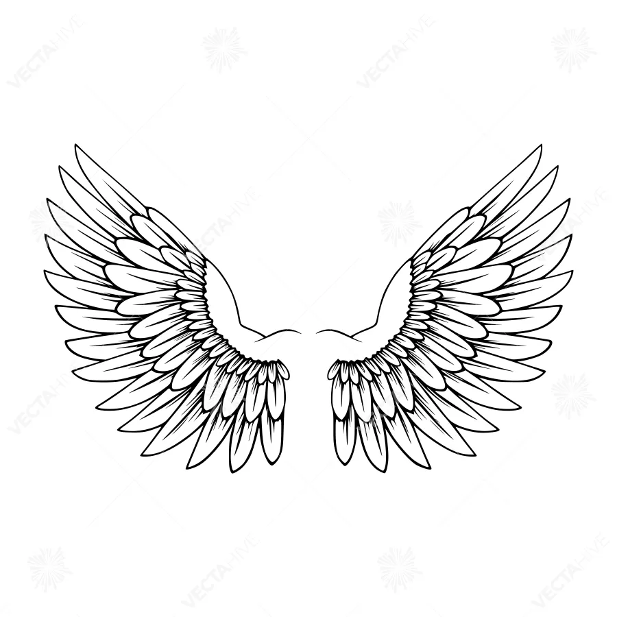 Wing Outline - Black and White Graphic Design