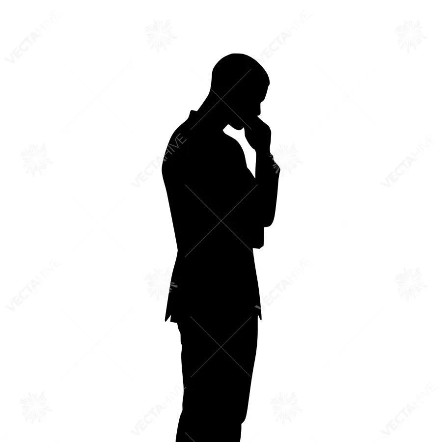 Silhouette Businessman Thinking - Vector Illustration