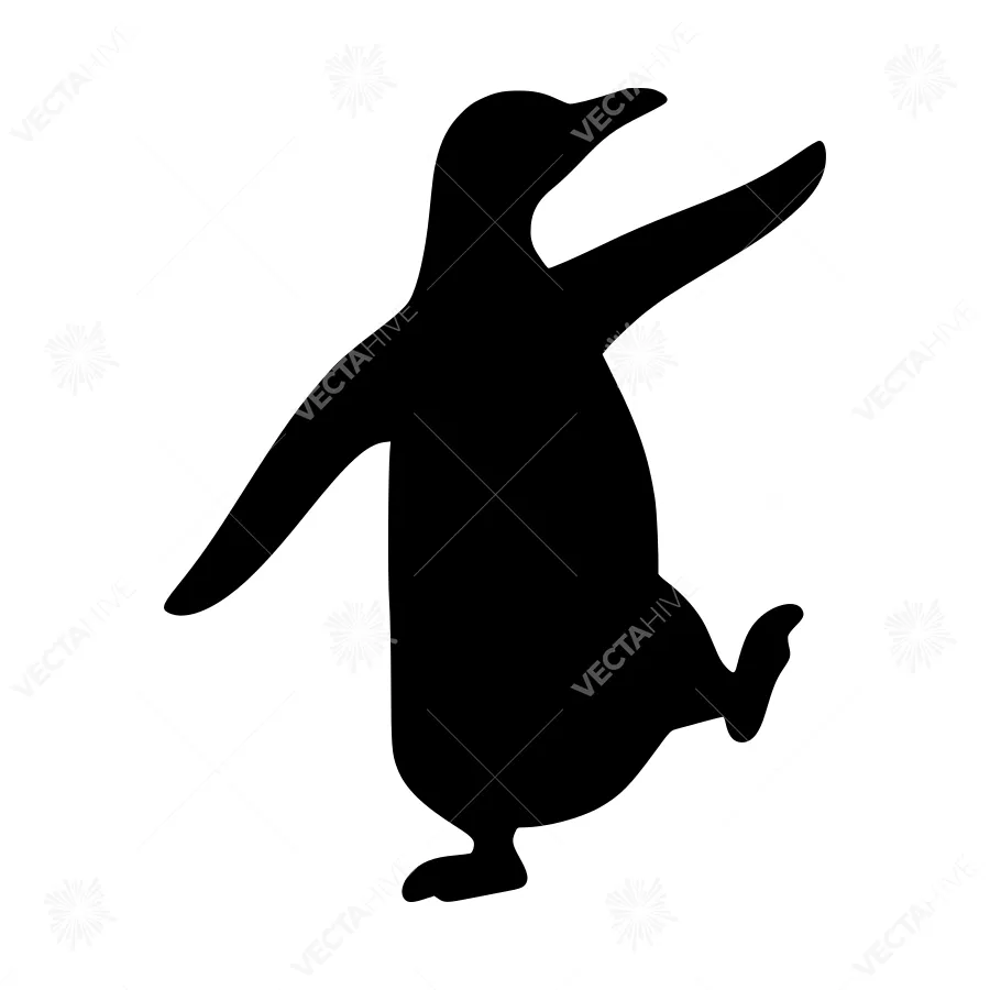 Silhouette Penguin Dancing - Simple Vector Illustration