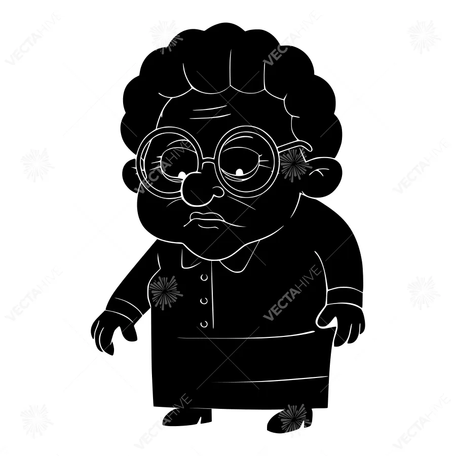 Silhouette Elderly Woman Glasses