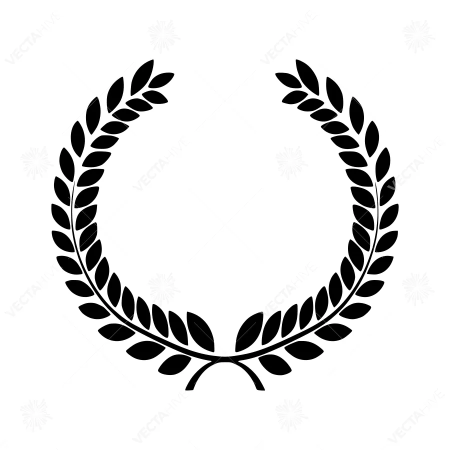 Black Laurel Wreath Icon - Vector Illustration