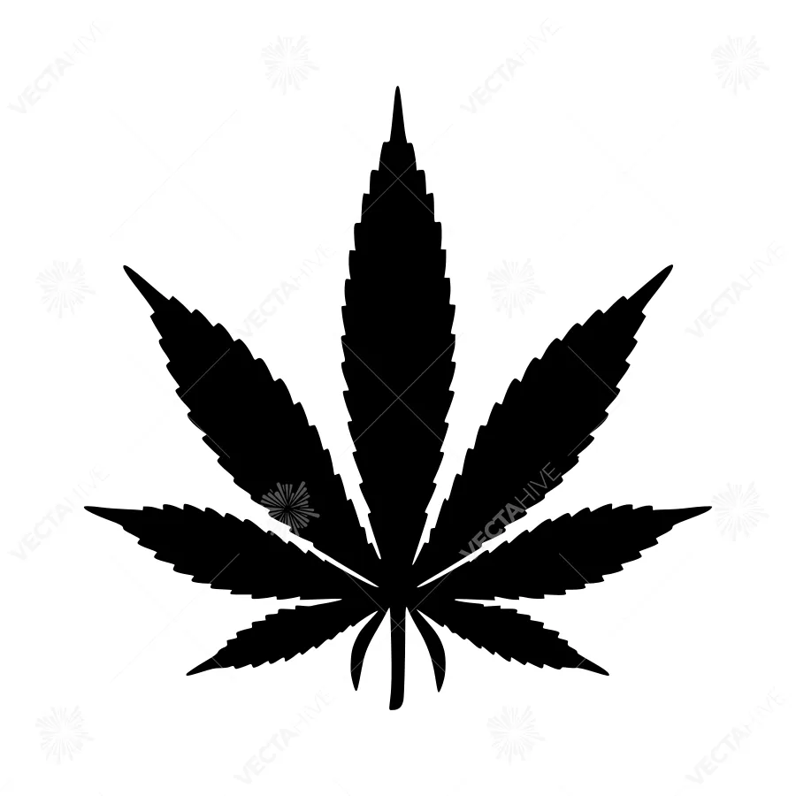Black Cannabis Leaf Silhouette
