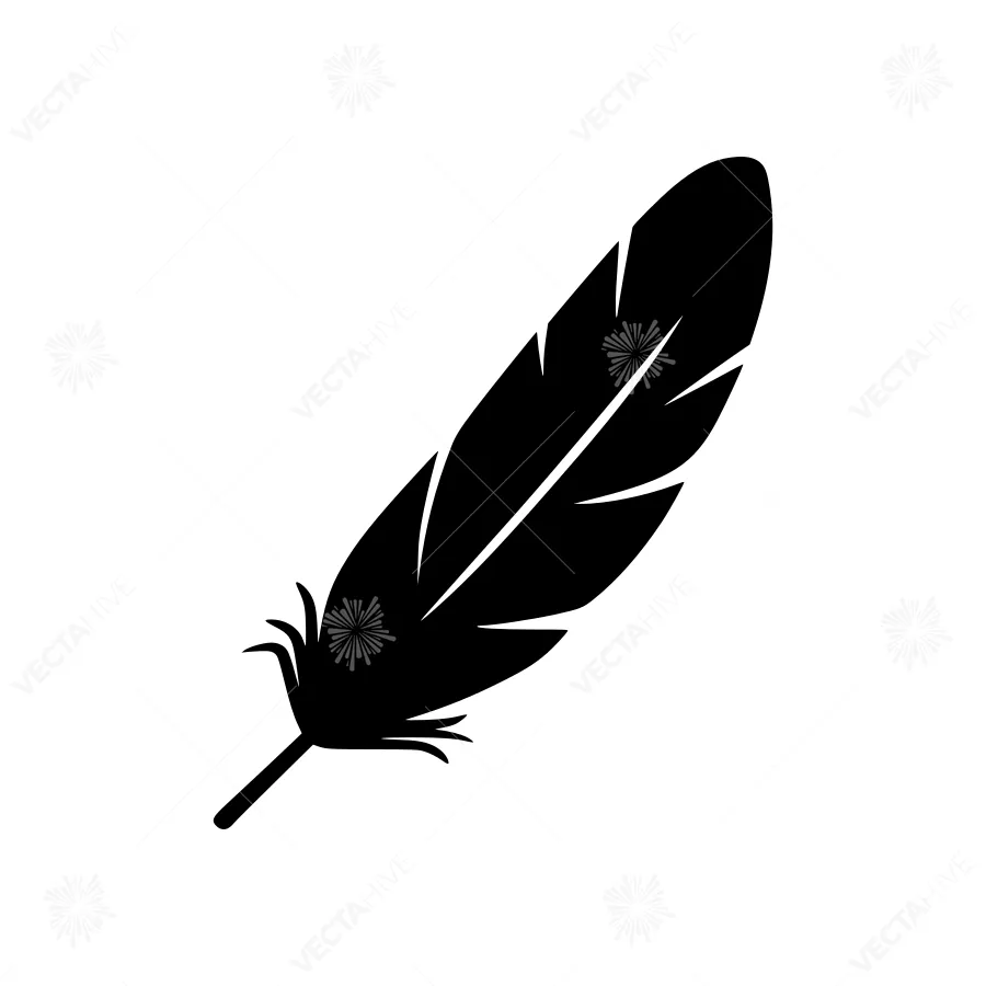 Black Feather Icon - Vector Illustration