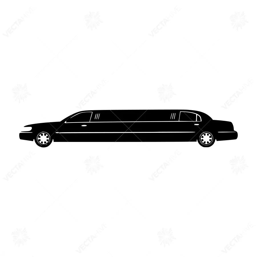 Black Limousine Silhouette Vector Illustration