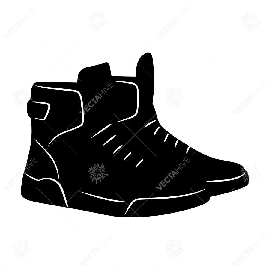 Black High Top Sneaker Silhouette Vector