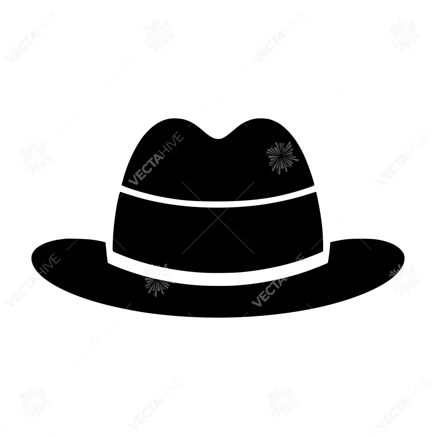 Black Fedora Hat Icon - Vector Illustration