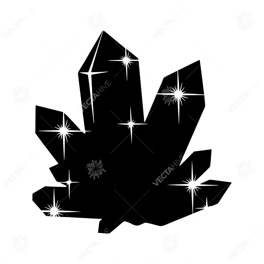Crystal Leaf Silhouette - Black & White Design