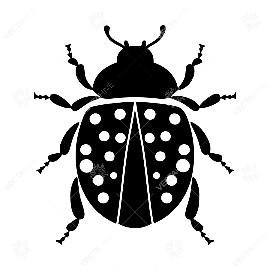 Black Ladybug Silhouette Vector Icon