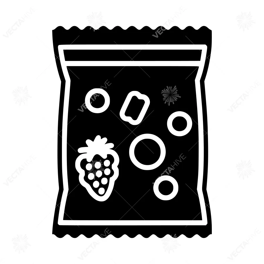 Black Food Packaging Icon - Fruit & Berry Illustration