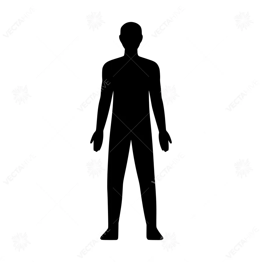 Silhouette Man Figure Black on White