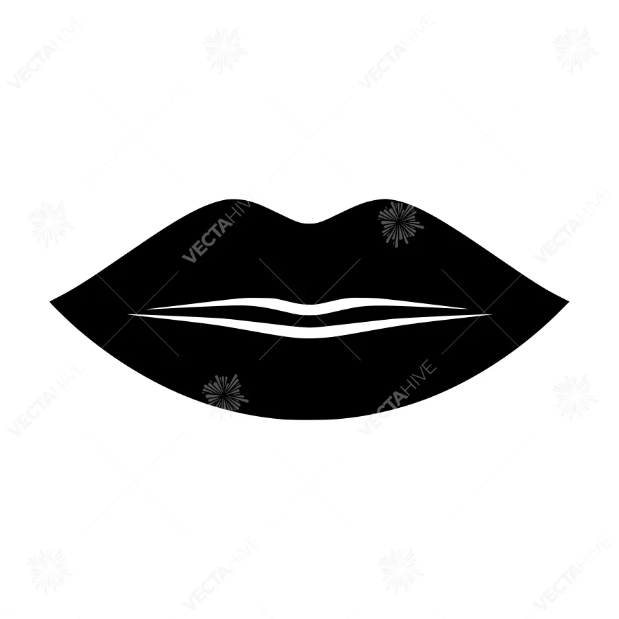 Black Lips Outline Icon - Vector Illustration