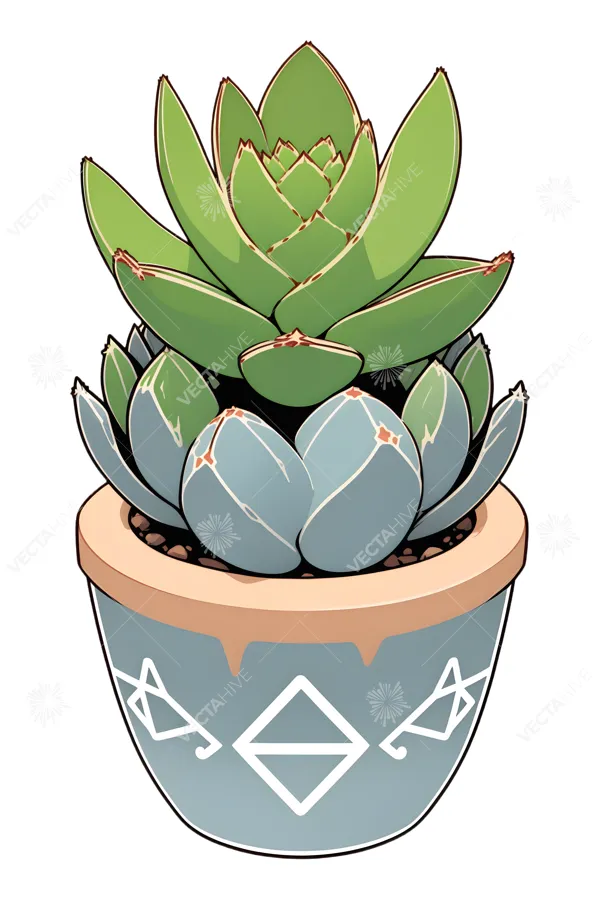 Cute Cartoon Succulent in Terracotta Pot