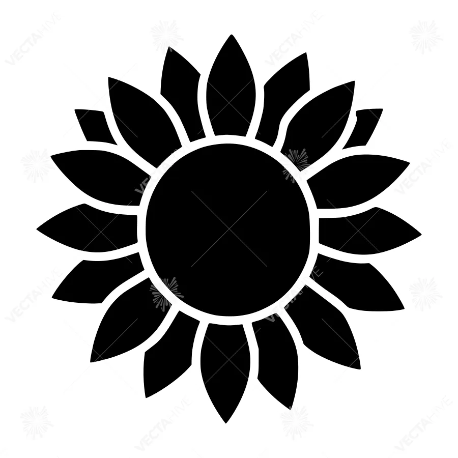 Black Sunflower Icon - Vector Illustration