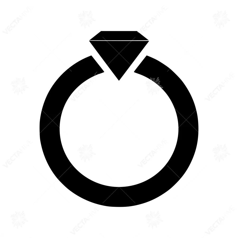 Black Diamond Ring Icon - Vector Illustration