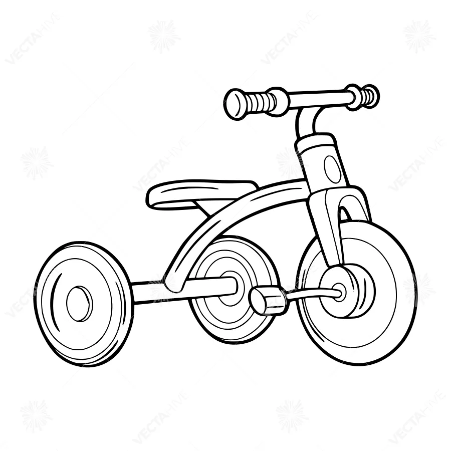 Line Art Tricycle - Children’s Bicycle Illustration