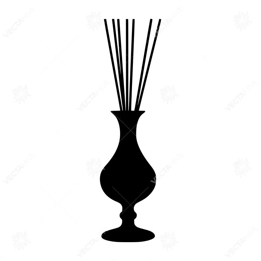 Elegant Black Vase with Reed Diffuser Silhouette