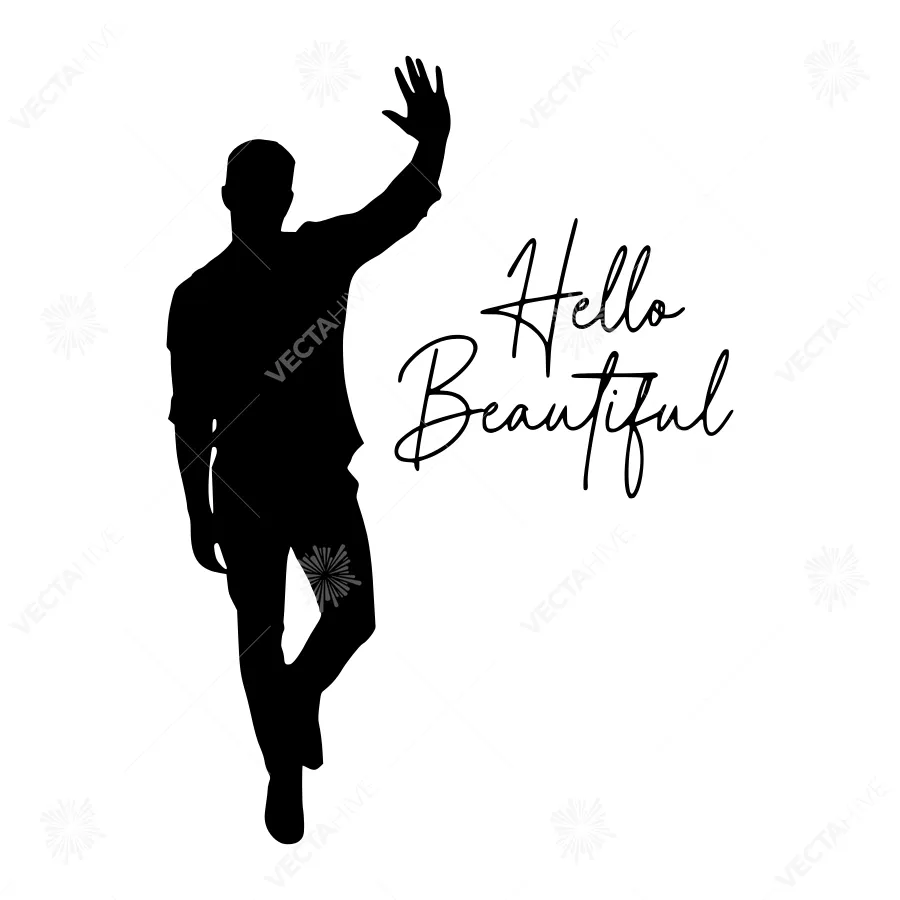 Silhouette Hello Beautiful Greeting Vector