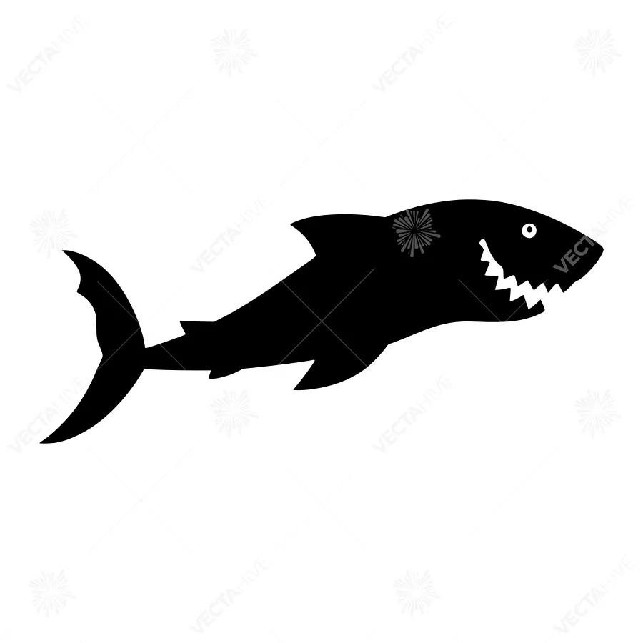 Black Shark Silhouette Vector Illustration