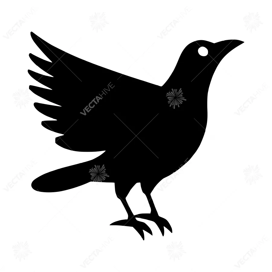 Black Crow Silhouette Vector Icon