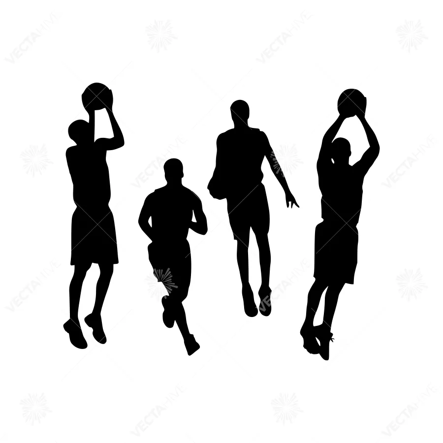 Basketball Silhouettes - Dynamic Action