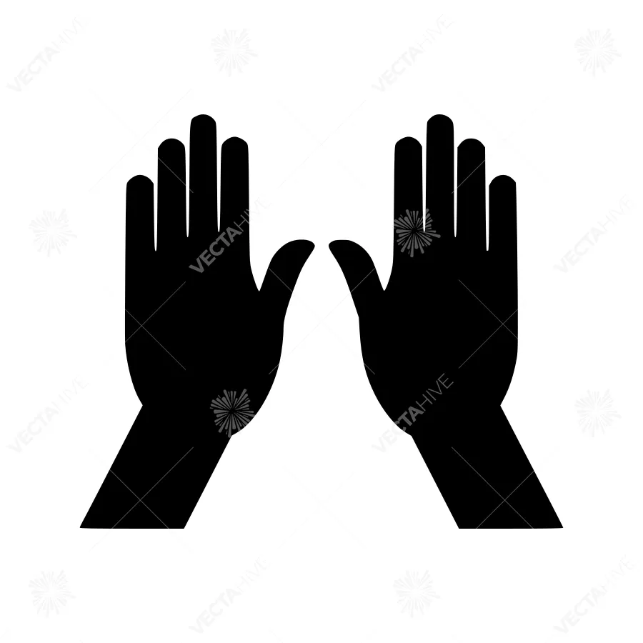 Hands Raised - Black Silhouette Icon