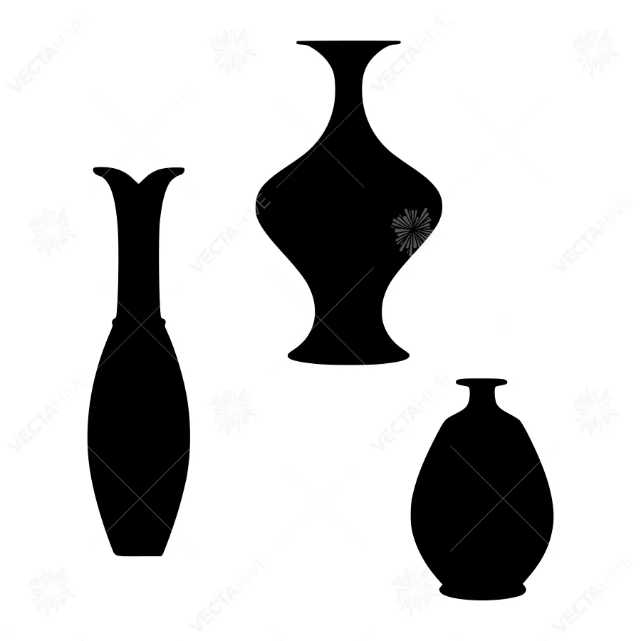 Black Vase Silhouettes - Minimalist Design