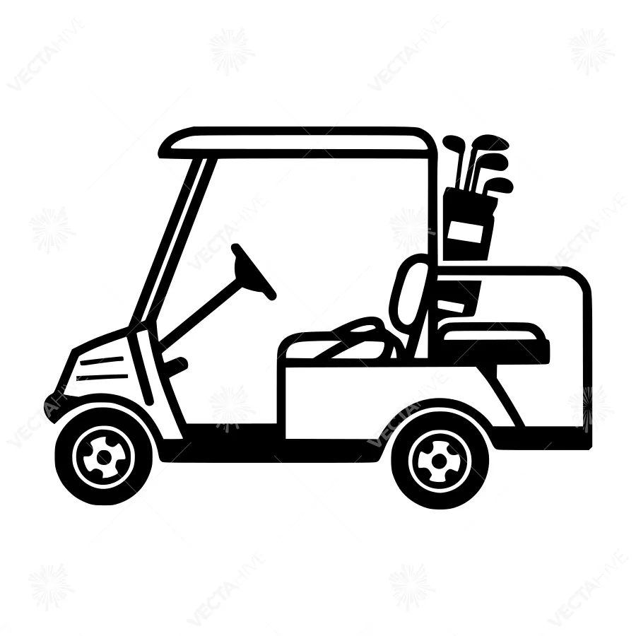 Black & White Golf Cart Icon