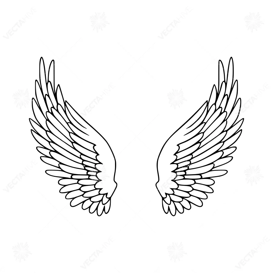 Black Wings Outline - Angel Wings Design