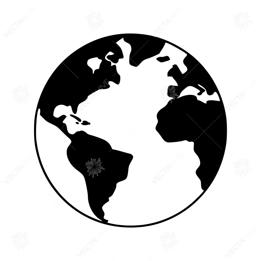 Black & White Globe Outline Icon