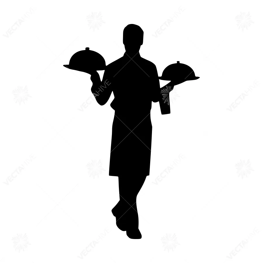 Waiter Silhouette Serving Tray - Black & White