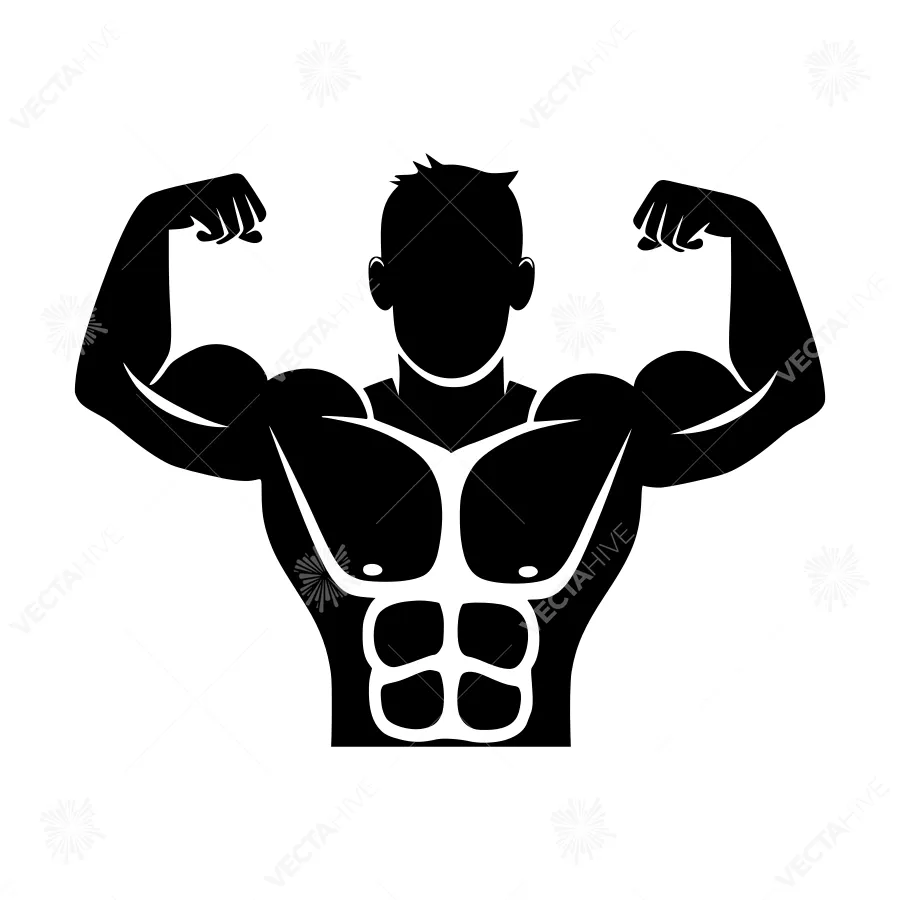 Muscular Man Silhouette Fitness Icon