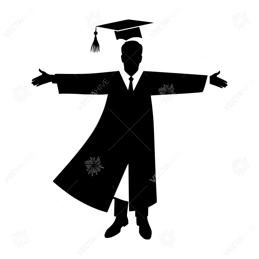 Graduation Silhouette - Black on White