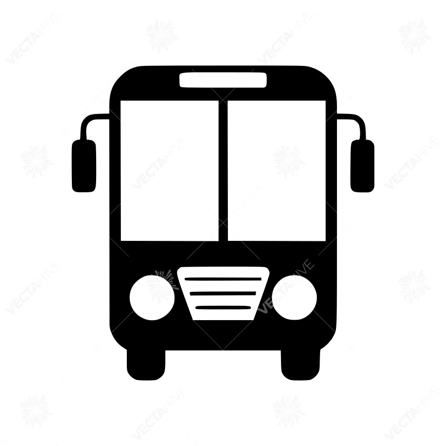 Bus Icon - Black Silhouette on White
