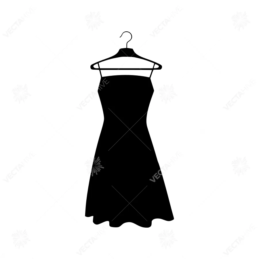 Black Dress on Hanger - Silhouette Icon