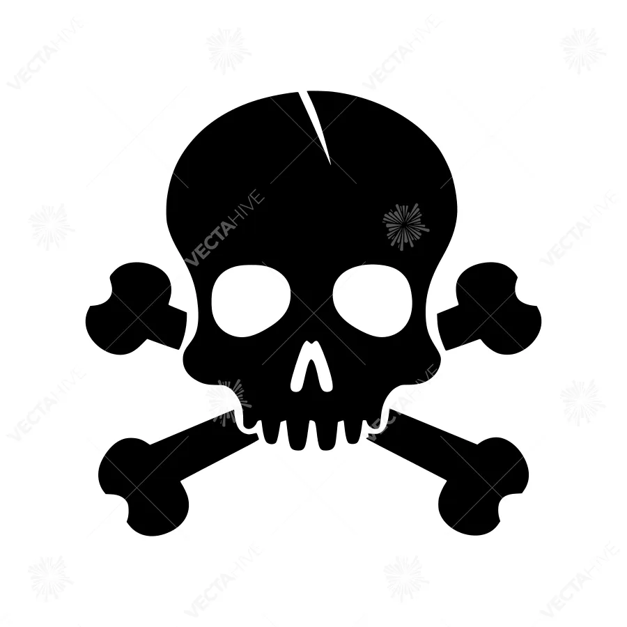 Skull and Crossbones Icon - Black Silhouette