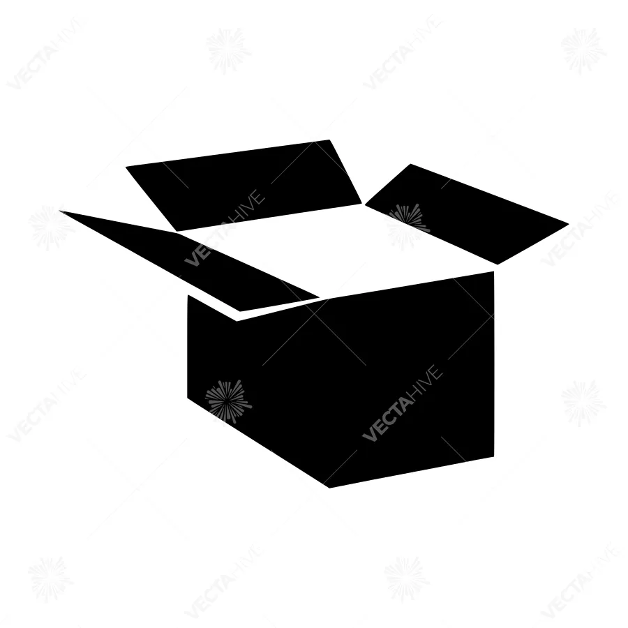 Simple Black Box Icon - Packaging Illustration