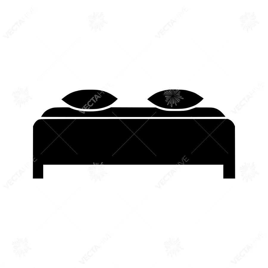 Bed With Pillows - Simple Vector Icon